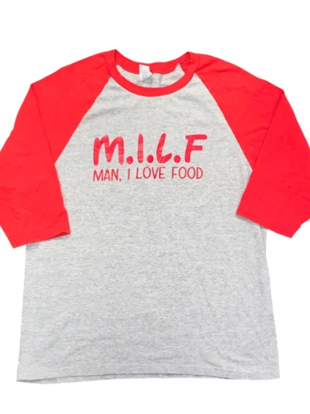 M.I.L.F {Man I Love Food) Funny Baseball Style Graphic Tee